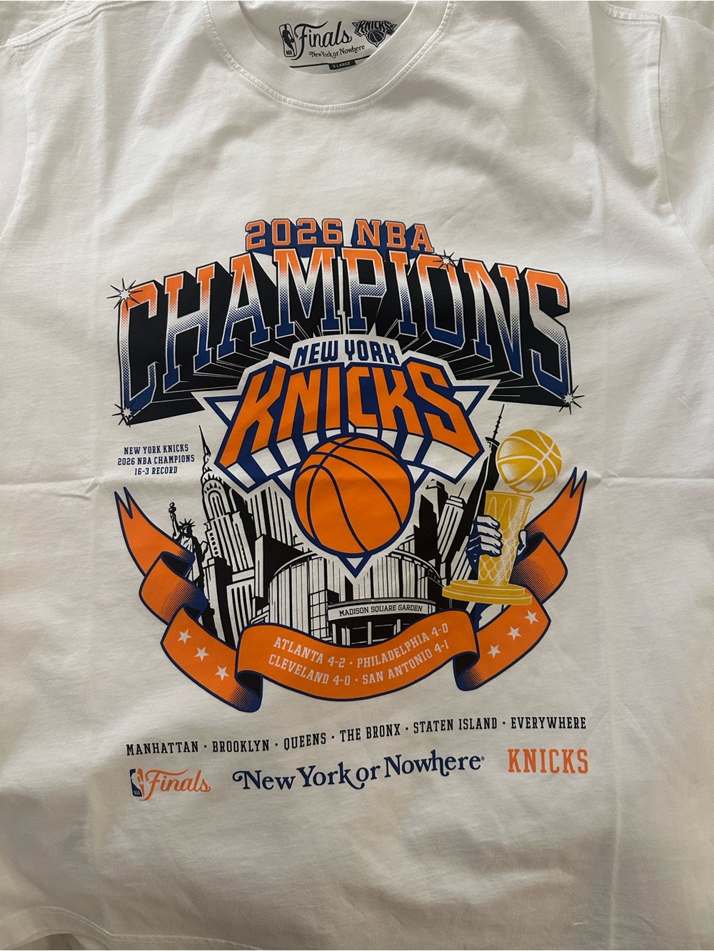 New York or No Where Finals New York Knicks 2026 Champions White T-Shirt